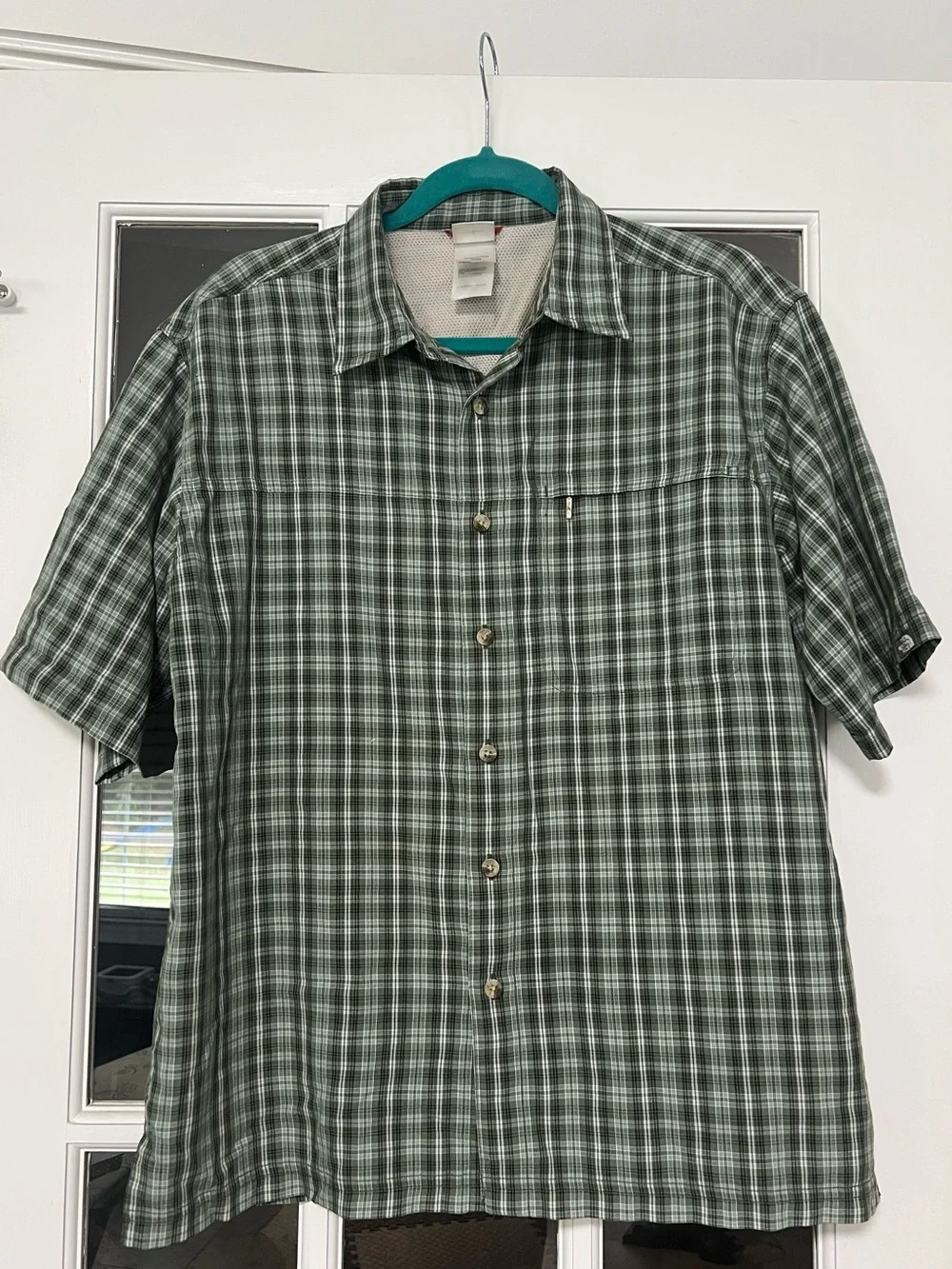 The North Face Green Plaid Short Sleeve Button Down Shirt